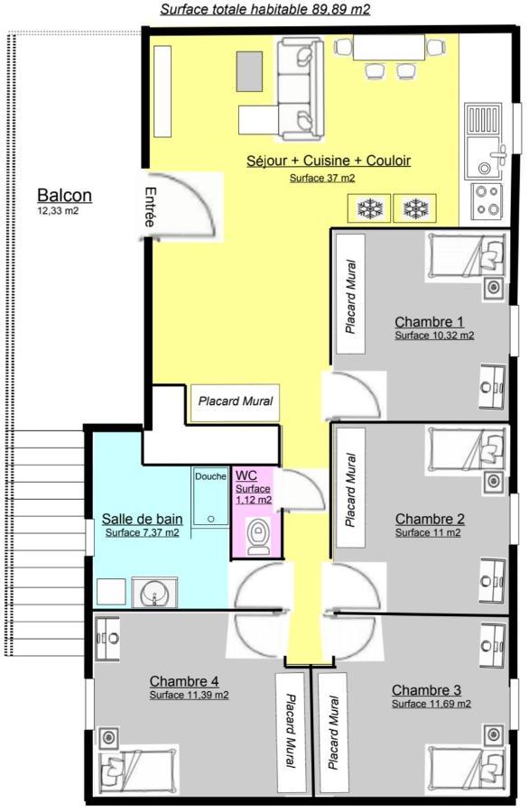 K&N - Maison A Partager Avec D'Autres Voyageurs - Chambre Privee - Jardin - Balcon 沃昂夫兰 外观 照片